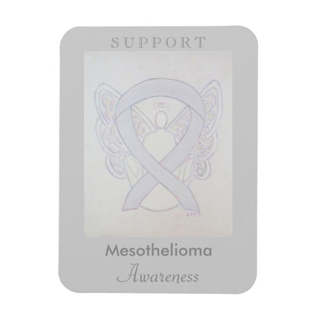 Mesothelioma Awareness Ribbon Angel Custom Magnet (Vertical)
