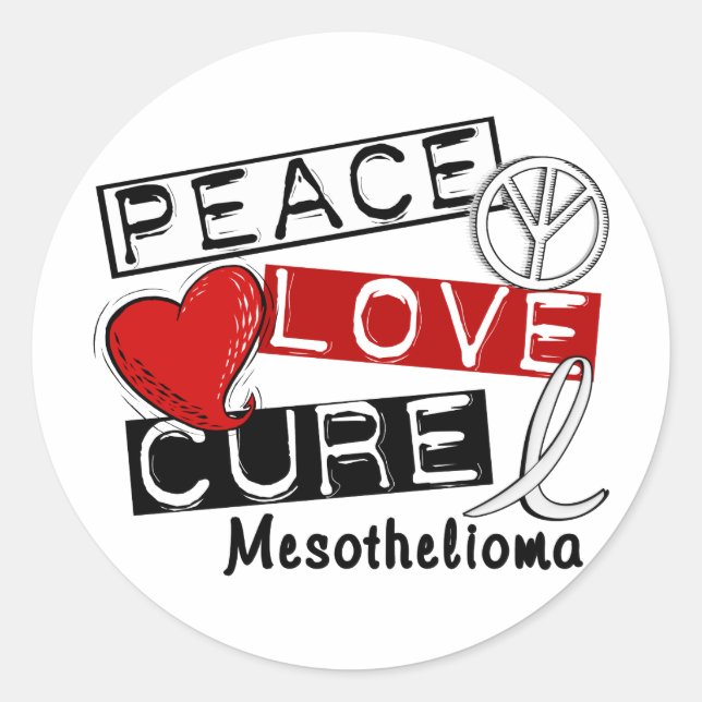 Mesothelioma PEACE LOVE CURE 1 Classic Round Sticker (Front)