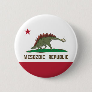 Mesozoic Republic California Flag Stegosaurus 6 Cm Round Badge