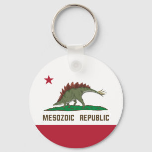 Mesozoic Republic California Flag Stegosaurus Key Ring
