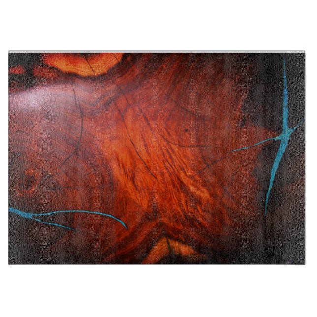 MESQUITE WOOD LOOK TURQUOISE INLAY CUTTING BOARD (Front)