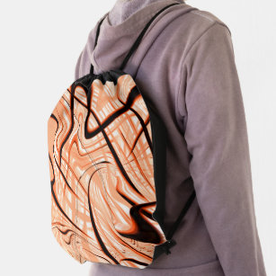 Mess of brown wavy strokes in different directions drawstring bag