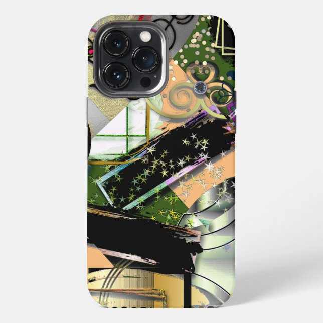 Mess of design objects & symbols with rough effect iPhone case (Back)