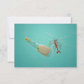 Message Bottle and Shrimp Thank You Card