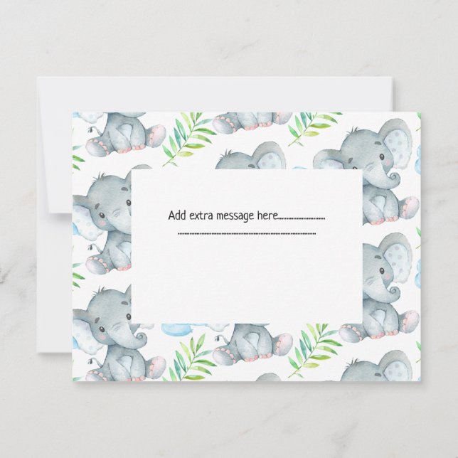 Message Elephant Baby Shower Thank You Card (Back)