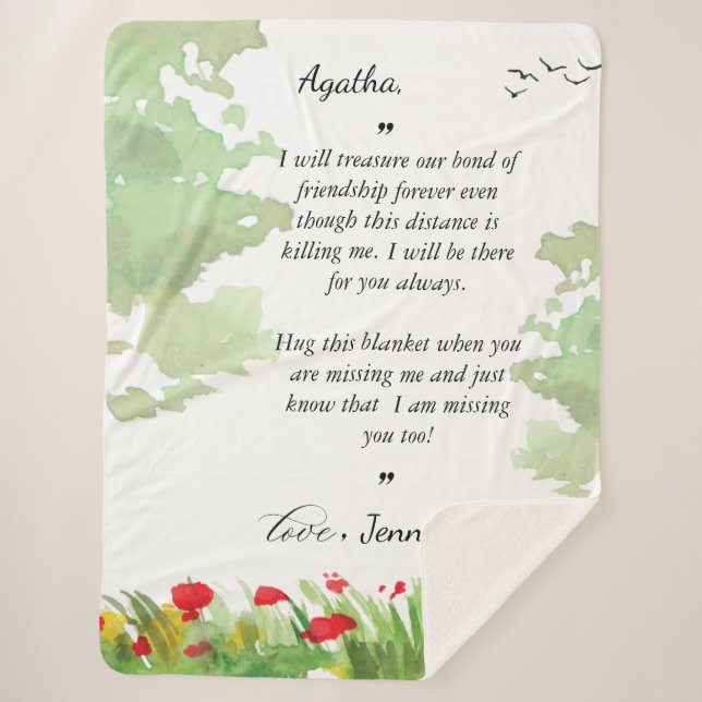 Message for Bestfriend Blanket | Blush Floral  (Front)