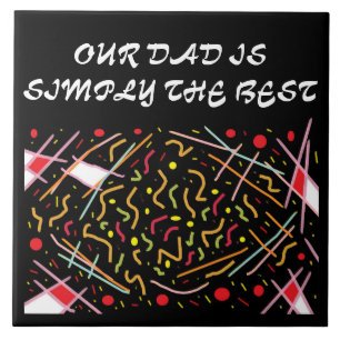 Message for Dad red black white design logo Ceramic Tile