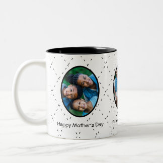 Message For Mum With Pictures Black and White Two-Tone Coffee Mug