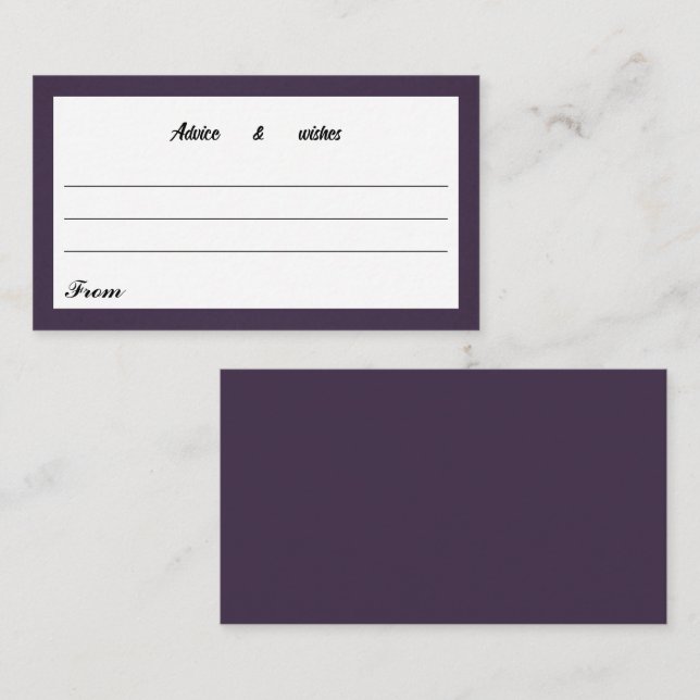 Message For New Couple Simple Purple Enclosure Card (Front/Back)