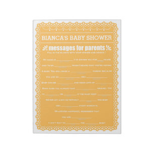 Message for Parents Orange Papel Picado Shower Notepad