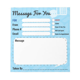 Message For You Phone Call Blue Office Pad
