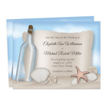Message from a Bottle Beach Save the Date Cards