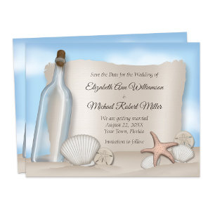 Message from a Bottle Beach Save the Date Cards