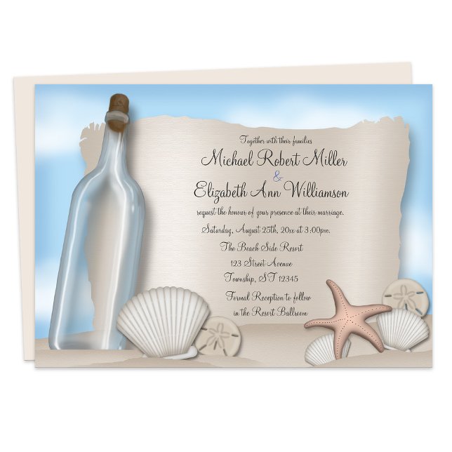 Message from a Bottle - Beach Wedding Invitations (Message from a Bottle - Beach Wedding Invitations from Starzraven. Downloadable evite available.)
