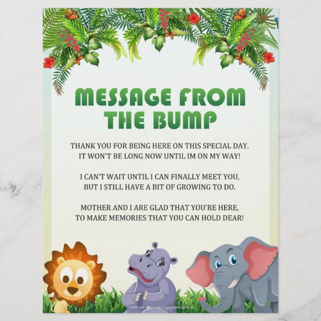 Message From The Bump [Animal Theme] Custom Letterhead (Front)