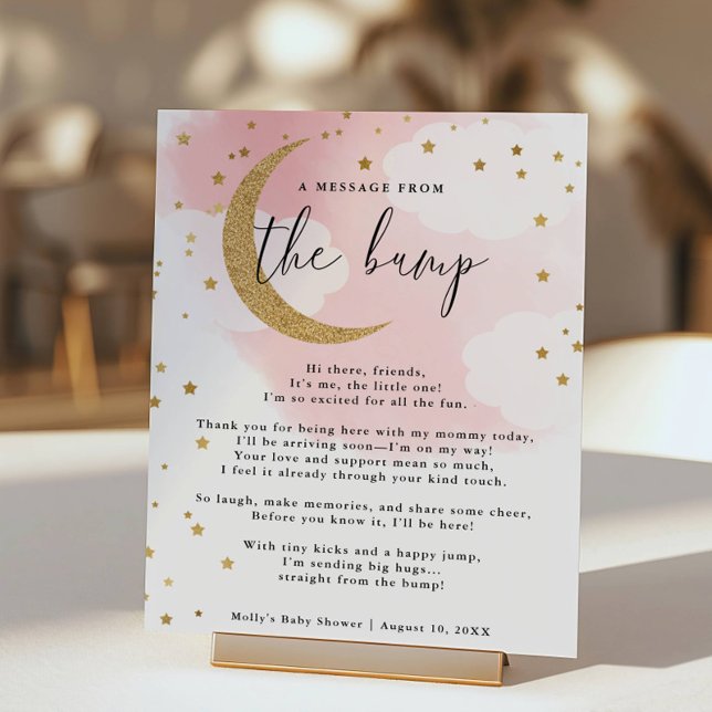 Message From the Bump Pink Gold Moon Baby Shower  Poster (Creator Uploaded)