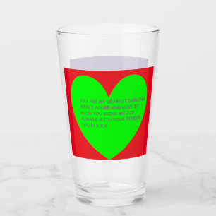 Message heart on drinking glass red purple green