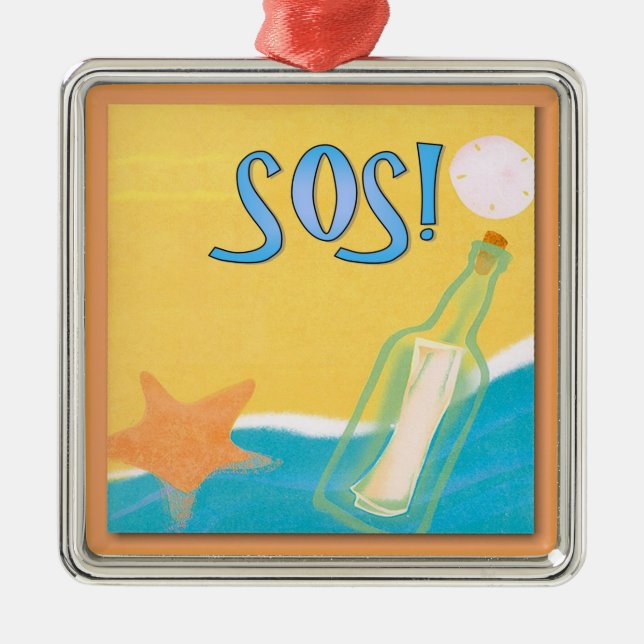 Message in a Bottle 1 Metal Ornament (Front)