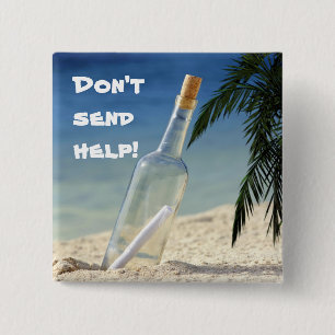 Message in a Bottle 2 15 Cm Square Badge