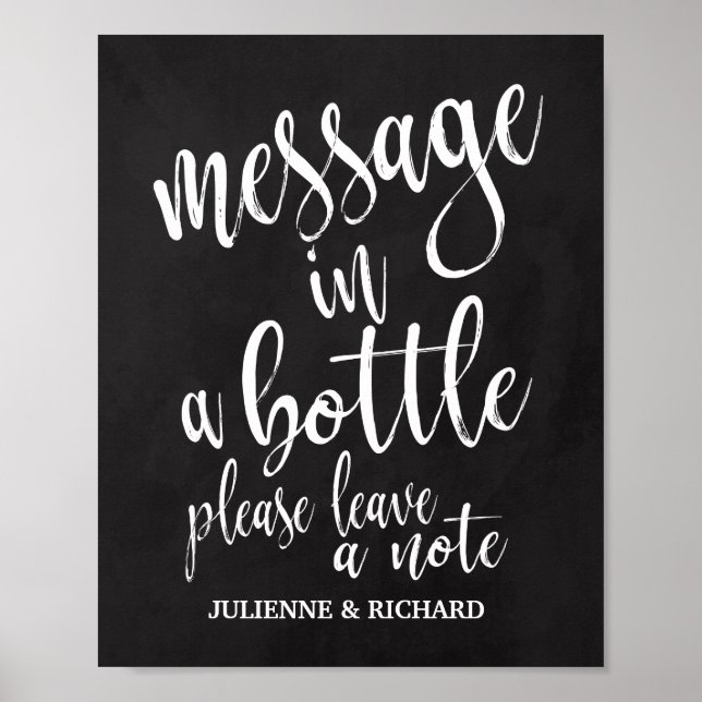 Message in a Bottle 8x10 Chalkboard Wedding Sign (Front)