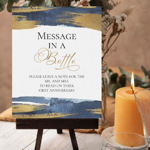 Message in a Bottle Abstract Blue Guest Book Sign