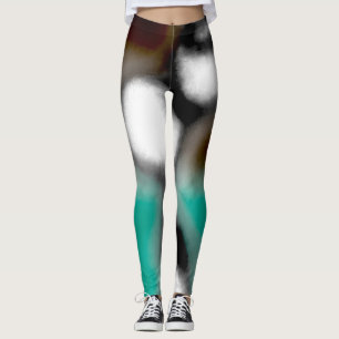 Message in a Bottle: Abstract Brown, Teal, B & W Leggings