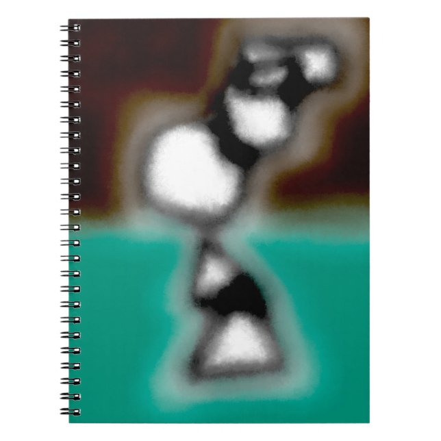 Message in a Bottle: Abstract Brown, Teal, B & W Notebook (Front)