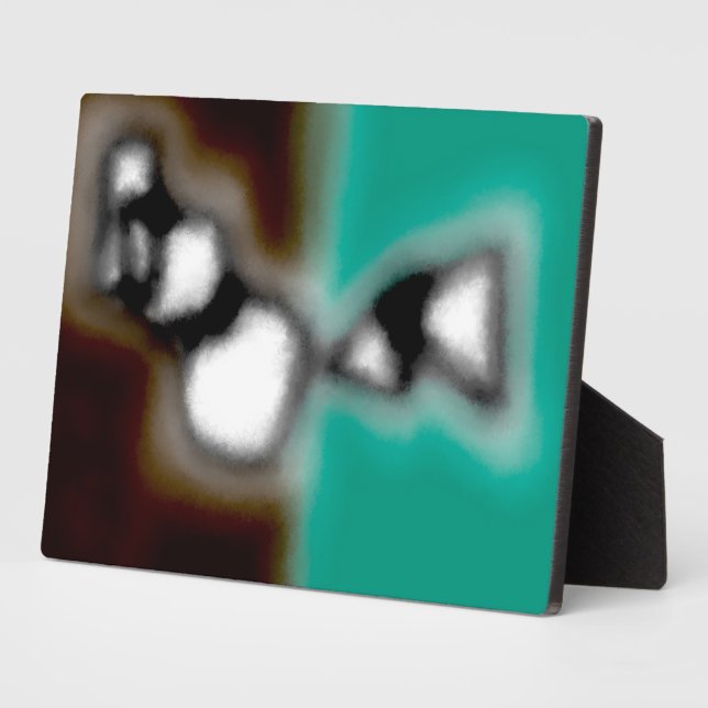 Message in a Bottle: Abstract Brown, Teal, B & W Plaque (Side)