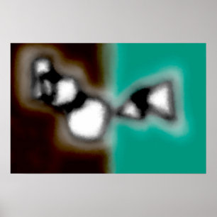 Message in a Bottle: Abstract Brown, Teal, B & W Poster