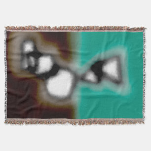 Message in a Bottle: Abstract Brown, Teal, B & W Throw Blanket
