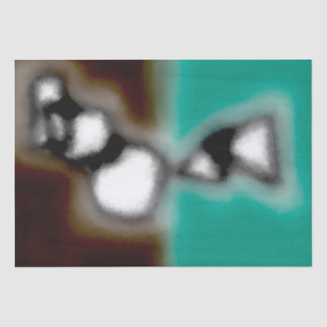 Message in a Bottle: Abstract Brown, Teal, B & W Tissue Paper (Front)