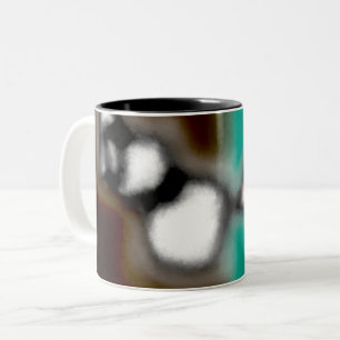 Message in a Bottle: Abstract Brown, Teal, B & W Two-Tone Coffee Mug