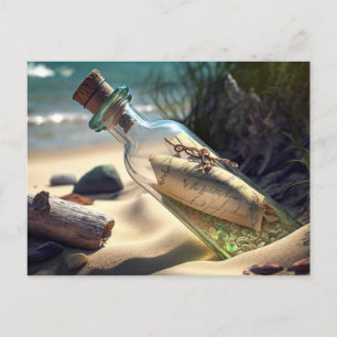 Message in a Bottle on the beach Postcard
