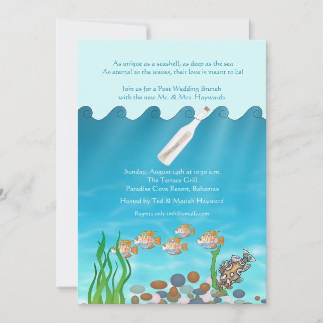 Message in a Bottle Post Wedding Brunch Invitation (Front)