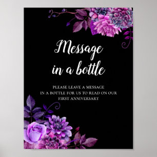 Message in a bottle print Black and purple wedding