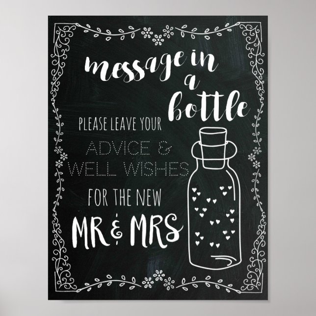 Message in a Bottle Sign Wedding Decor Poster (Front)