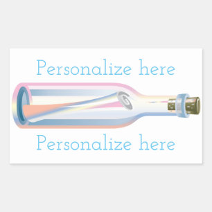 Message in a bottle summer beach rectangular sticker