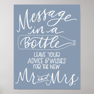Message in a Bottle Wedding Sign - French Blue
