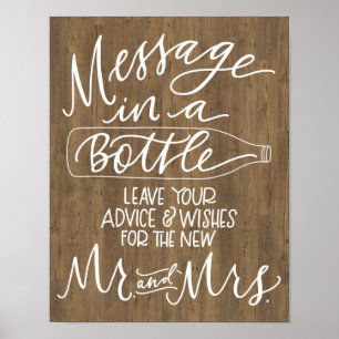 Message in a Bottle Wedding Sign - Wood