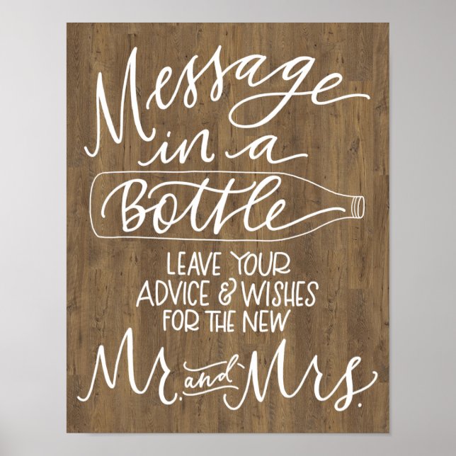 Message in a Bottle Wedding Sign - Wood (Front)