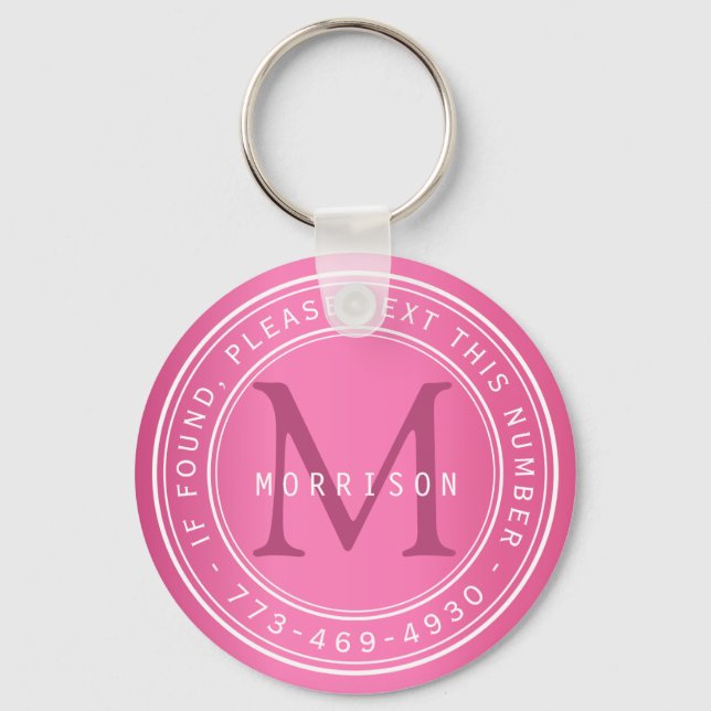 Message - Monogram in Pink Key Ring (Front)