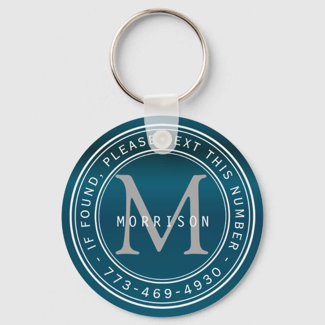 Message - Monogram in Teal Key Ring (Front)
