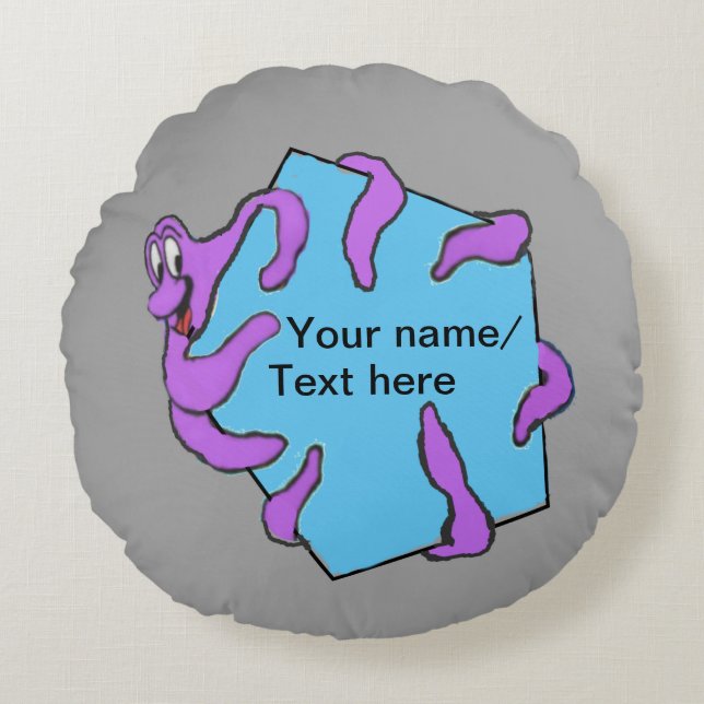 Message Octopus Cartoon Cust. Round Pillow (Front)