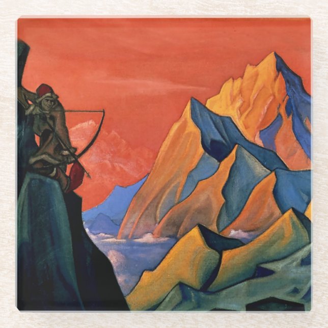 “Message of Shambala” by Nicholas Roerich Glass Coaster (Front)