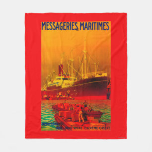 Messageries Maritimes Vintage PosterEurope Fleece Blanket