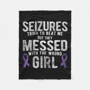 Messed With The Wrong Girl Epilepsy Awareness Fleece Blanket