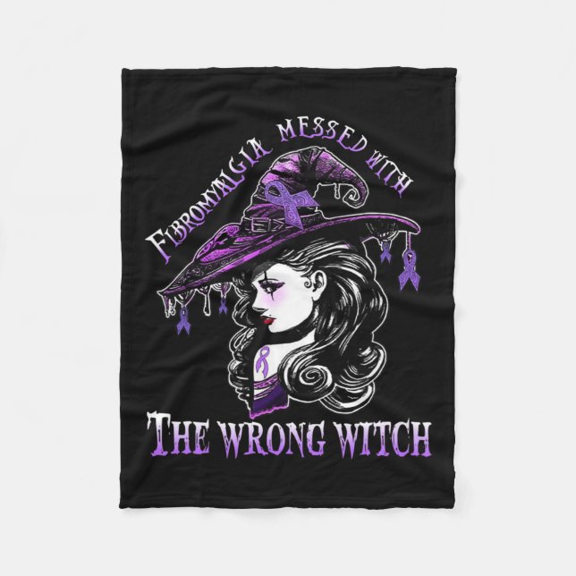 Messed With The Wrong Witch Halloween Gifts  Fleece Blanket (Front)