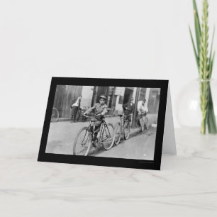 Messenger Boy and Bicycle 1911 Card