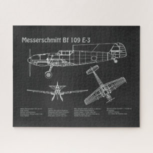 Messerschmitt Bf 109 - Aeroplane Blueprint PD Jigsaw Puzzle