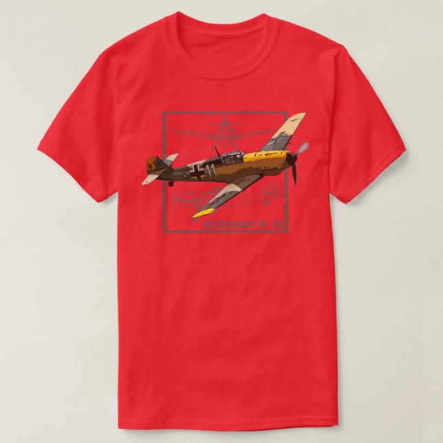Messerschmitt BF 109 German WW2 Fighter Plane T-Shirt (Design Front)